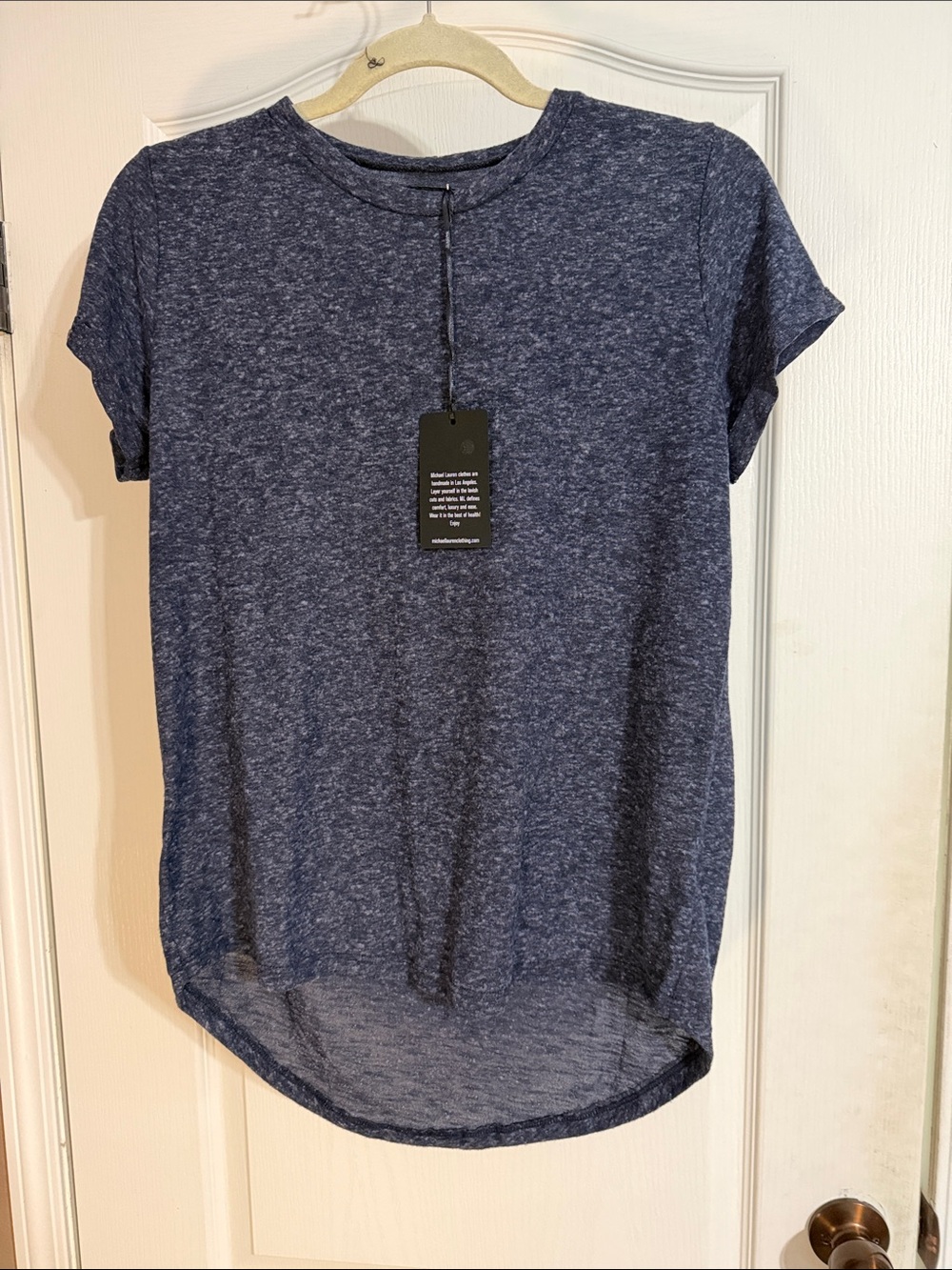 Michael Lauren Heathered Navy Short Sleeve Tee